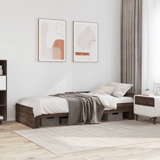 Sengeramme brun eik 90x200 cm konstruert tre 8721102822001