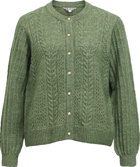 Object Objflora Re Ls Knit Button Cardigan Noos Green M