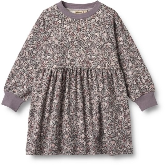 Wheat Purple Stone Flowers Jersey Kjole L/S Dorthea 8 år/128