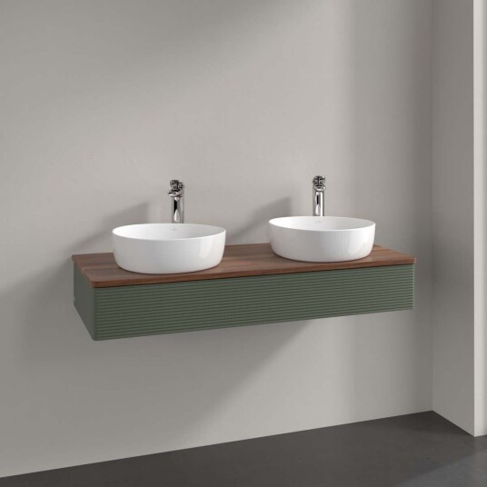 Villeroy & Boch Antao Servantskap med 1 skuff 120x50x19 cm u/lys Grønn Matt/Valnøtt