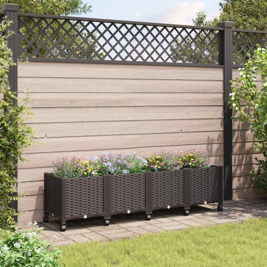 vidaXL Hagekrukke med hjul Brun 160 x 40 x 44 cm PP
