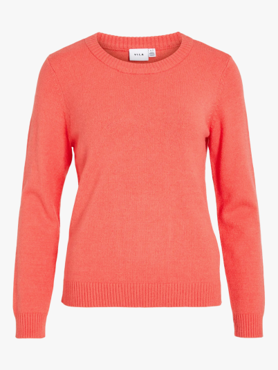 Vila Ril O-Neck Long Sleeve Knit Top Oransje S