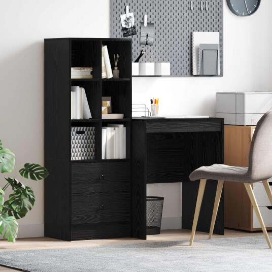 Skrivebord med lagring 2 pcs Svart eik 60 x 50 x 76 cm Skrivebord med lagring 2 pcs Svart eik 60 x 50 x 76 cm