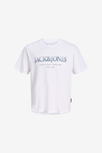 Jack & Jones Junior T skjorte jjDevin Daytona Print Tee SS CN Jnr Hvit