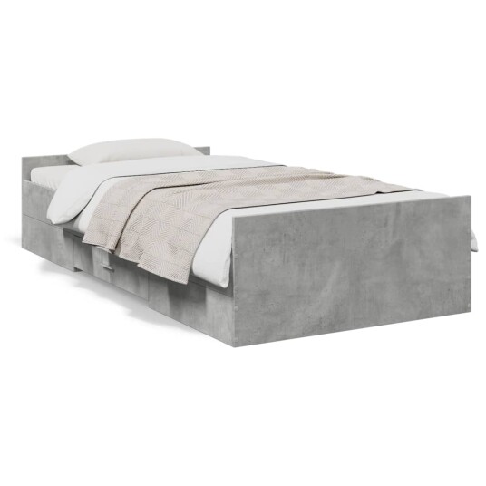  Sengeramme med skuffer betonggrå 75x190 cm konstruert tre 8721102620058