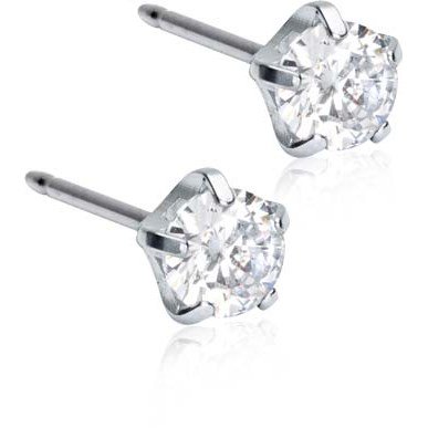Blomdahl Silver Titanium Tiffany Precious CZ White 5 mm