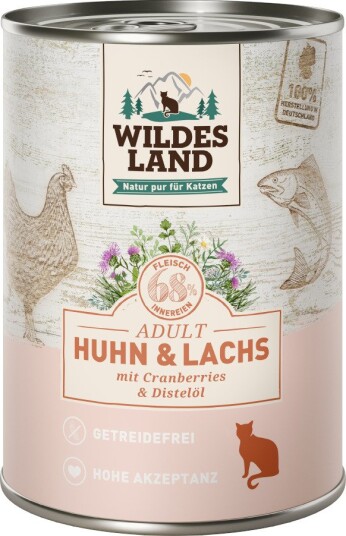 Wildes Land våtfôr Adult Cat PUR med saflorolje Kylling 6 x 400 g
