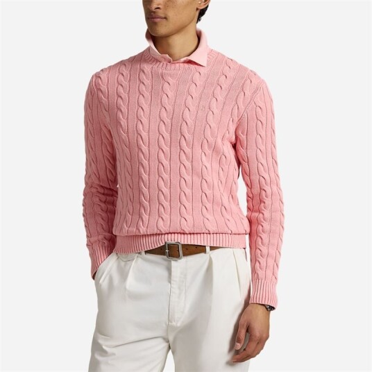 Ralph Lauren Cable Knit Mineral Dyed Cotton Sweater Rose Gmd