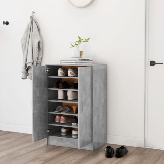 vidaXL Skoskap betonggr? 60x35x92 cm sponplate