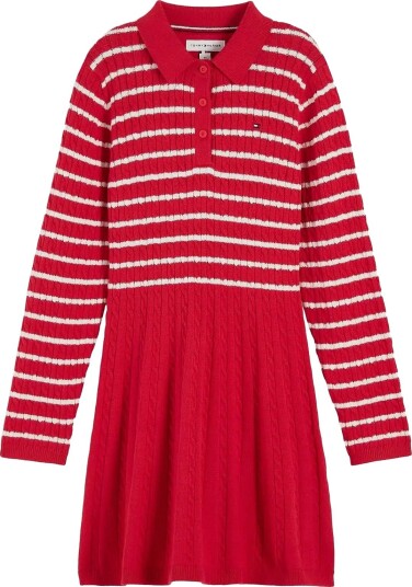 Tommy Hilfiger Cable Sweater Dress - RED - 128