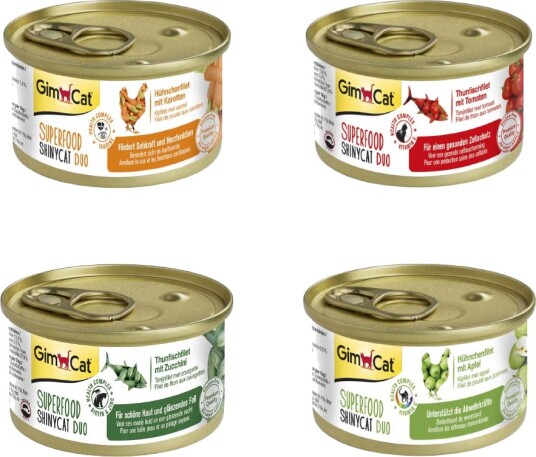 Gimcat Våtfôr Superfood Shinycat Duo Prøvepakke Prøvepakke 4 Sorter 6 X 70 G