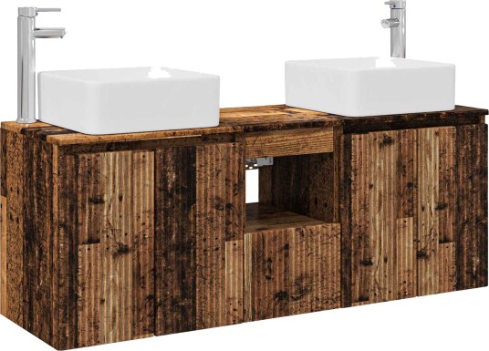 vidaXL Baderomsskapsett 3 stk. Gammelt tre 53 x 35 x 63 cm