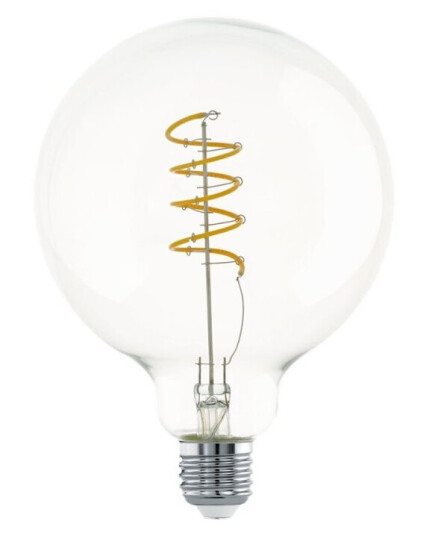 Eglo Led-Filamentlyspære Form: G125 E27 4.5 W Ekvivalent 35 Klasse F Varmt Hvitt Lys 2700 K Gjennomsiktig Eglo Led-Filamentlyspære Form: G125 E27 4.5 W Ekvivalent 35 Klasse F Varmt Hvitt Lys 2700 K Gjennomsiktig