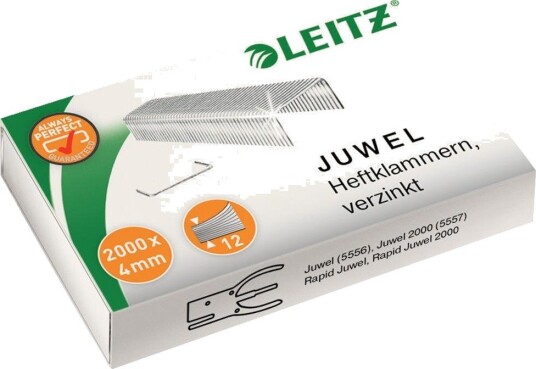 LEITZ Heftklammern "Juwel" 5640/00 2000 Stück verzinkt