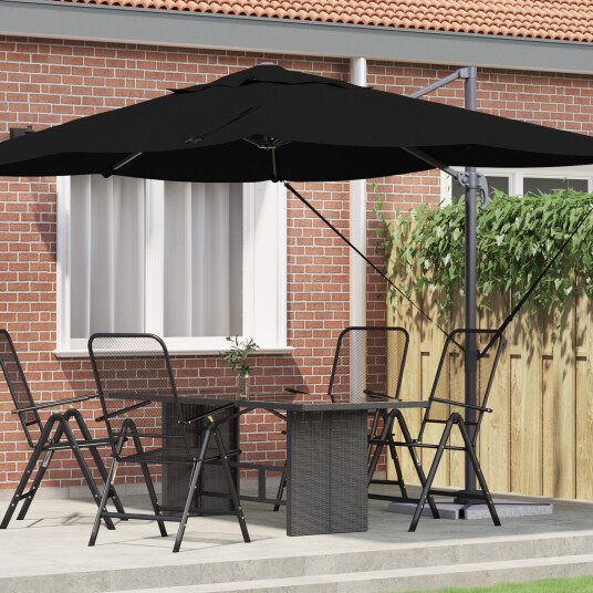 Cantilever Parasoll Svart Polyesterbaldakin med metallramme Stor