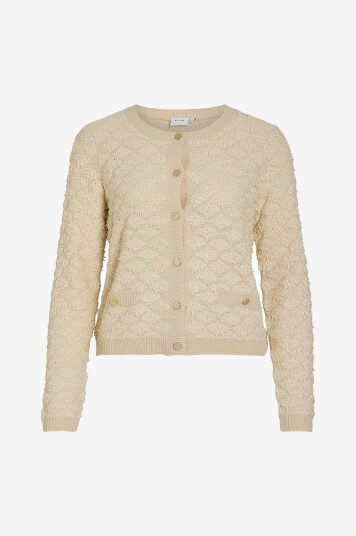 Vila - Kardigan viIneyah O-neck L/S Button Knit Cardigan - Grå