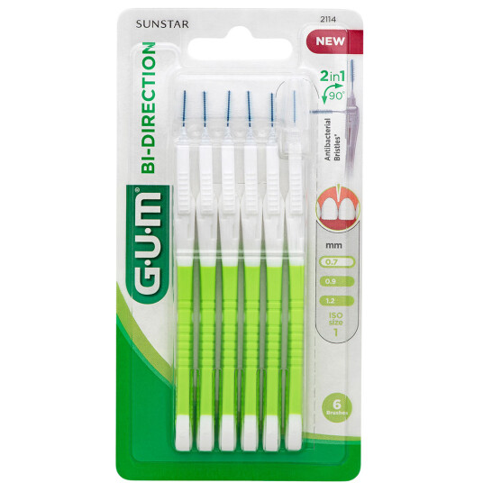 GUM Bi-Direction Gap Brushes Ultra Fin 0,7 mm ISO 1 GRØNN