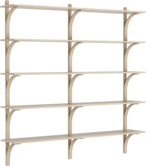Levi Wall Shelf 180 cm Big Aluminium / White Pigmented Oak
