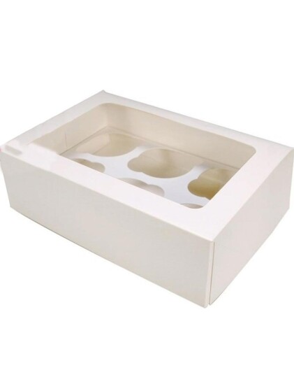 25 stk Hvite Muffinsbokser Hver Holder 6 Muffins