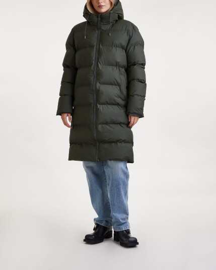 Rains Alta Long Puffer Jacket - Green S