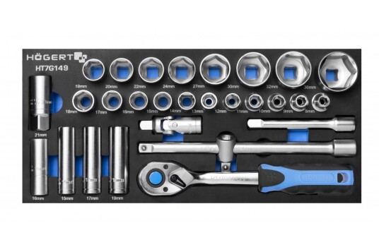 Hogert Technik 28-delt Verktøysett 1/2" Krom-vanadium-stål