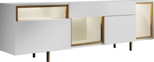 Denvar TV-benk 180x55x32 cm - hvit og gull Denvar TV-benk 180x55x32 cm - hvit og gull