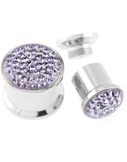 Aab Piercing Plugg Dekorert med Lilla Stener Strl 12 mm Aab Piercing Plugg Dekorert med Lilla Stener Strl 12 mm