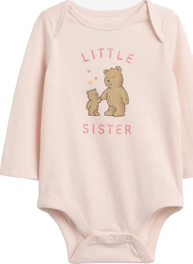 GAP Baby Organic Cotton Family Graphic Bodysuit - LITTLE SISTER - 50/56