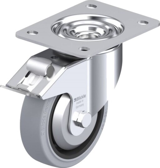 Blickle 851158 Lk-Poev 125Kad-3-Fi-Sg-Fa Styrehjul Med Brems, Hjuldiameter 125 Mm, Maks. 250 Kg (1 Stk.)