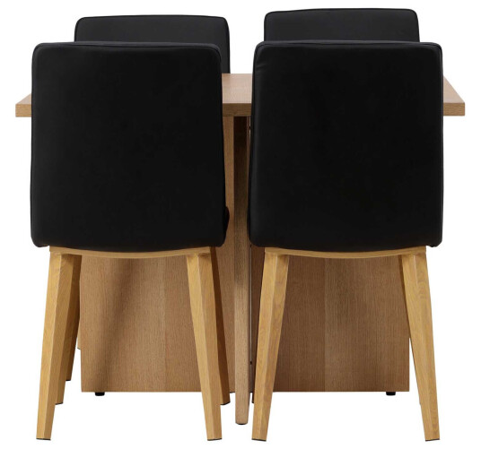 Venture Design Leo & Today spisegruppe Svart/natur 4 stoler & bord 100 x 100 cm