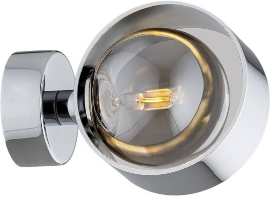 Argon Vegglampe Mado stål kromfarget glass røyk 1 lyskilde