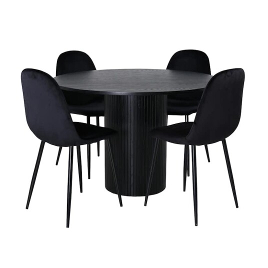 Venture Home Spisegruppe Venture Home Bianca Rund Sort med 4 Pobbie Stoler GR22232