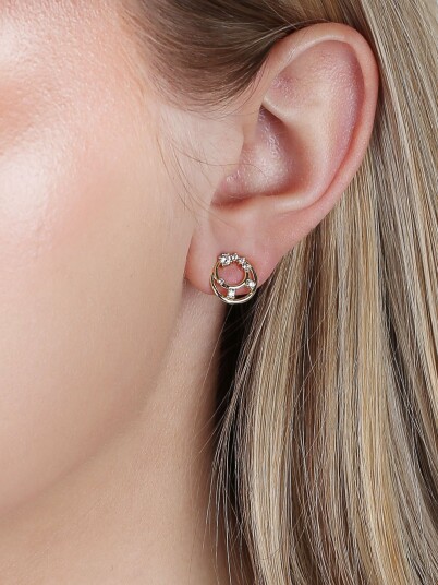 Snö Of Sweden Lorrie round crystal ear Gull ONE SIZE Snö Of Sweden Lorrie round crystal ear Gull ONE SIZE