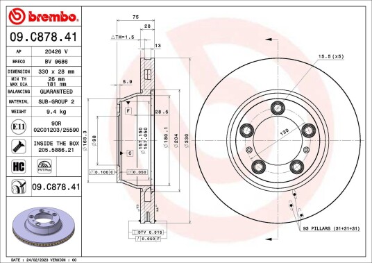Bremseskive BREMBO 09.C878.41