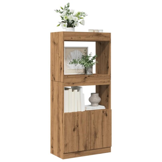 Highboard artisan eik 63x33x140 cm konstruert tre