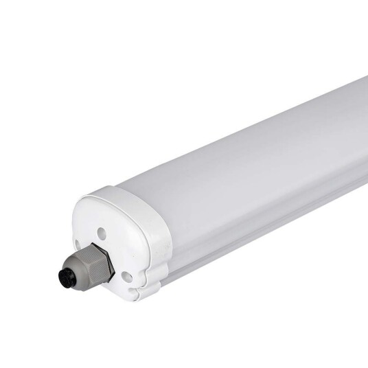 V Tac vanntett 18W komplett LED armatur 60 cm 130lm/W Cree gjennomkoblet IP65 6 års garanti Kulør : Kald V Tac vanntett 18W komplett LED armatur 60 cm 130lm/W Cree gjennomkoblet IP65 6 års garanti Kulør : Kald