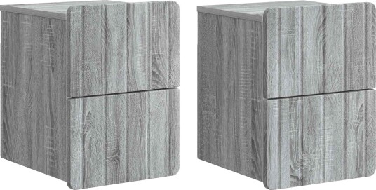  Vegghengt Nattbord med skuff 2 pcs Grå sonoma 33 x 34,5 x 43 cm