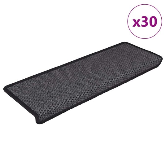 Selvklebende trappematter sisal 30 stk 65x21x4 cm antrasitt 8721288460042