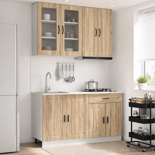 vidaXL Kjøkken enhet PORTO 4 pcs Sonoma eik Konstruert tre