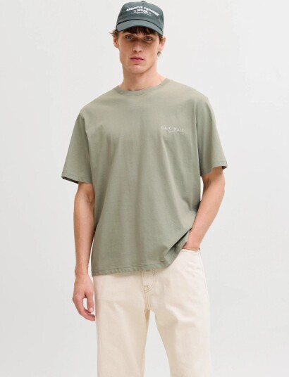 Jack & Jones Jormontauk Aop Back Tee Ss Crew Neck Sn Khaki green S