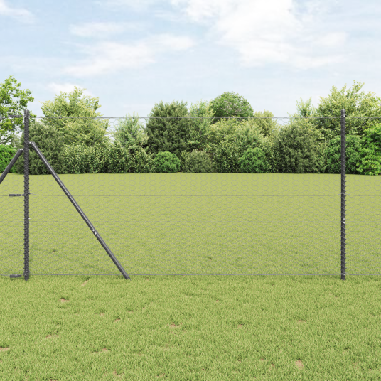 vidaXL Gjerde med innlegg. Grå 1.2 x 25 m PVC-belagt stål