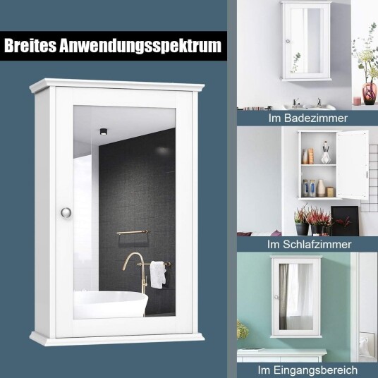 Speil Baderomsskap Veggskap Oppbevaringsskap med Enkel 34 x 15 x 53 cm Hvit