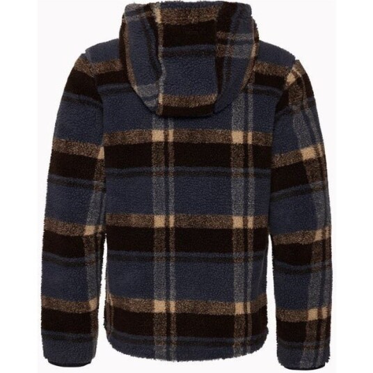 Varg M Funäs Pile Hood Earthy Blue Check Varg M Funäs Pile Hood Earthy Blue Check