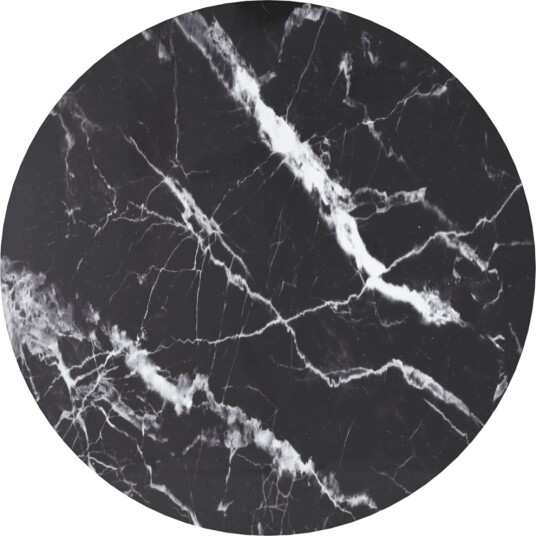 Bordplate svart Ø50x0,8 cm herdet glass med marmor design