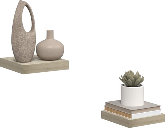 Flytende vegghyller 2 stk eik 23x23,5x3,8 cm MDF 8720286074978 Flytende vegghyller 2 stk eik 23x23,5x3,8 cm MDF 8720286074978