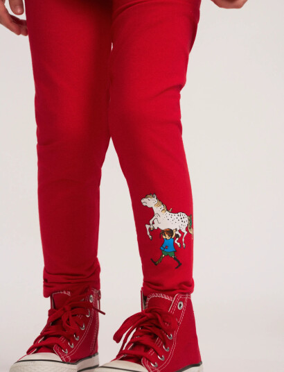 Pippi Langstrømpe Pippi Basic Leggings Red 122/128