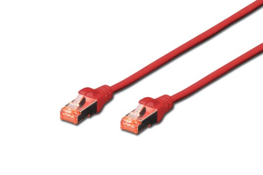 Digitus Patchkabel RJ45 S/FTP Cat6 5.00m rot Hebelschutz