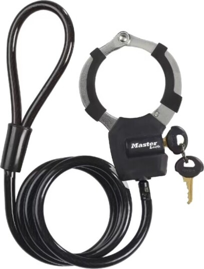 MASTER LOCK Street Cuff, Kabellås, Sort, Stål, Nøkkel, 1000 mm, 8 mm MASTER LOCK Street Cuff, Kabellås, Sort, Stål, Nøkkel, 1000 mm, 8 mm