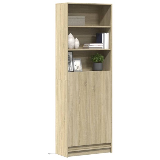 Garderobe med LED sonoma eik 69x32,5x200 cm konstruert tre