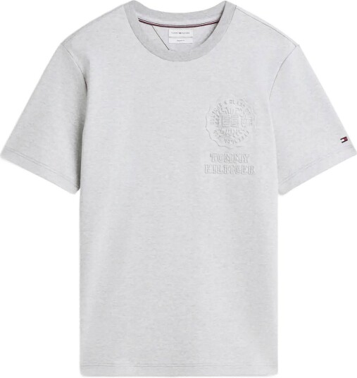 Tommy Hilfiger Interlock Embossed T Shirt LIGHT GREY HEATHER S Tommy Hilfiger Interlock Embossed T Shirt LIGHT GREY HEATHER S